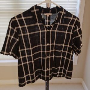 PacSun Plaid Button Down Short Sleeved Crop Shirt